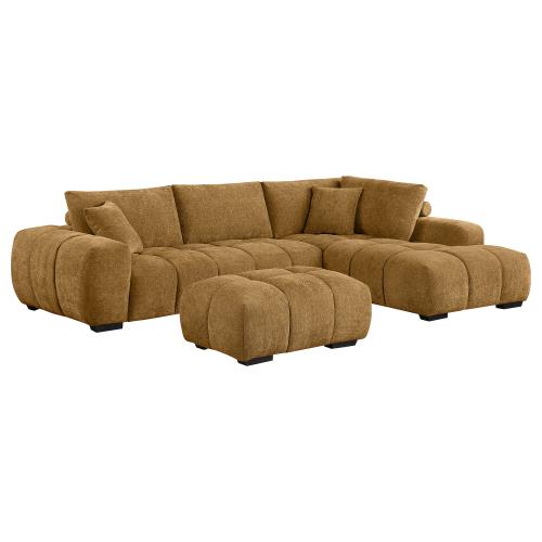 Coaster Camacho Upholstered Sectional Sofa with Ottoman Set Amber