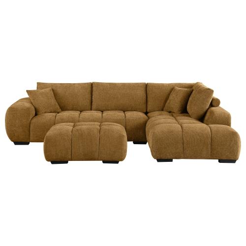Coaster Camacho Upholstered Sectional Sofa with Ottoman Set Amber