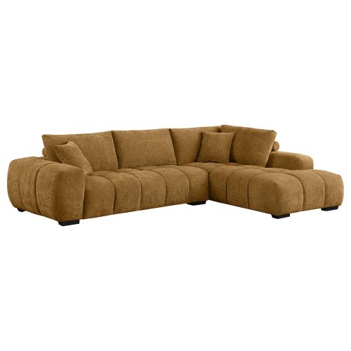 Coaster Camacho Upholstered Sectional Sofa with Ottoman Set Amber