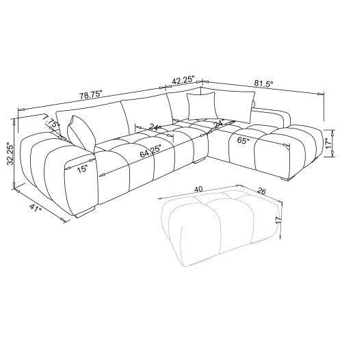 Coaster Camacho Upholstered Sectional Sofa with Ottoman Set Amber