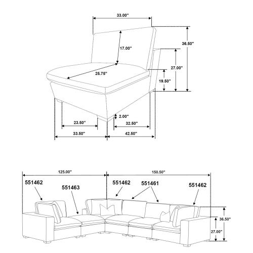 Coaster Lakeview 6-piece Upholstered Modular Sectional Sofa Ivory