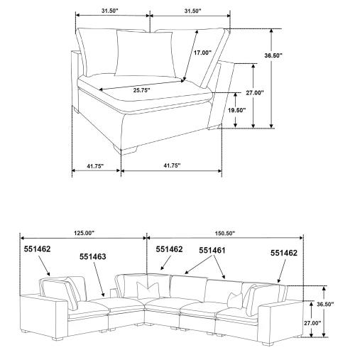 Coaster Lakeview 6-piece Upholstered Modular Sectional Sofa Ivory
