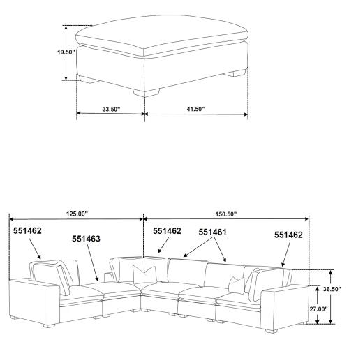 Coaster Lakeview 6-piece Upholstered Modular Sectional Sofa Ivory