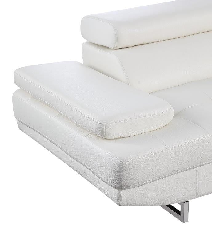 Global United Furniture Global United Furniture Sectional Sofa and Ottoman Set, White Right Arm Facing