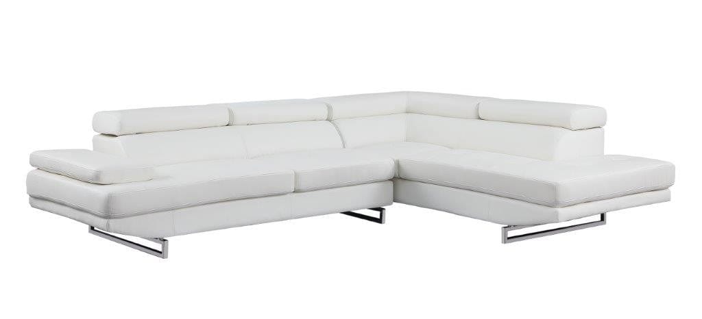 Global United Furniture Global United Furniture Sectional Sofa and Ottoman Set, White Right Arm Facing