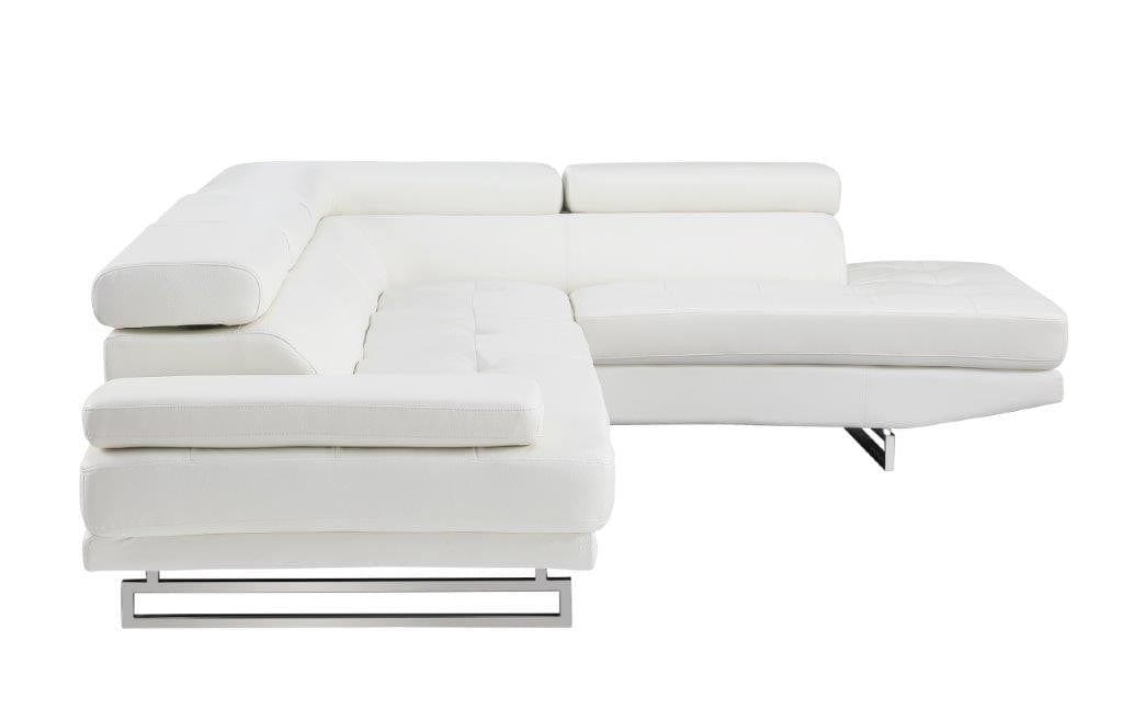 Global United Furniture Global United Furniture Sectional Sofa and Ottoman Set, White Right Arm Facing