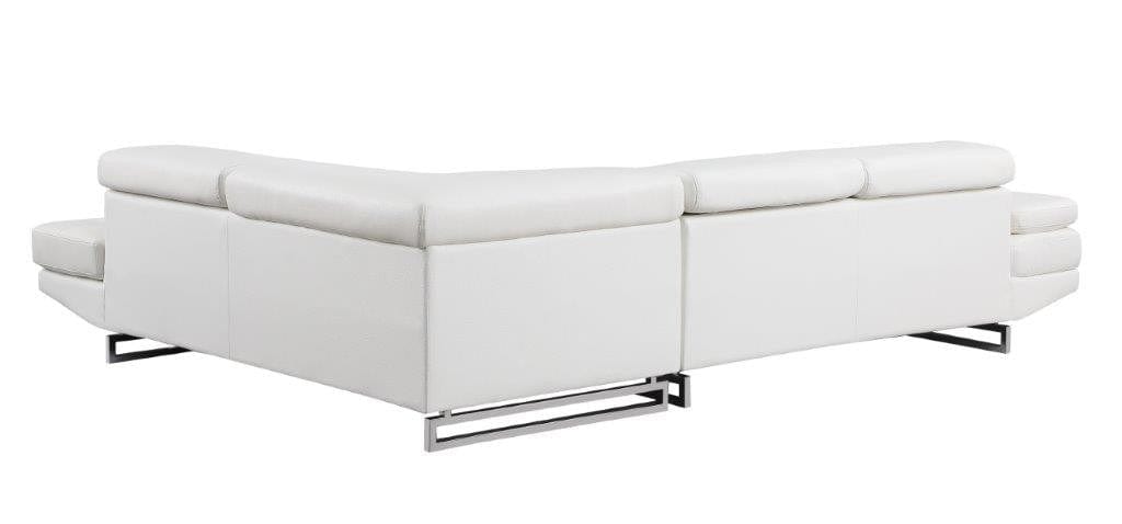 Global United Furniture Global United Furniture Sectional Sofa and Ottoman Set, White Right Arm Facing