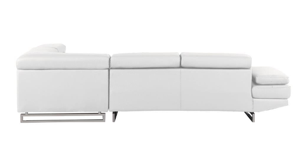 Global United Furniture Global United Furniture Sectional Sofa and Ottoman Set, White Right Arm Facing