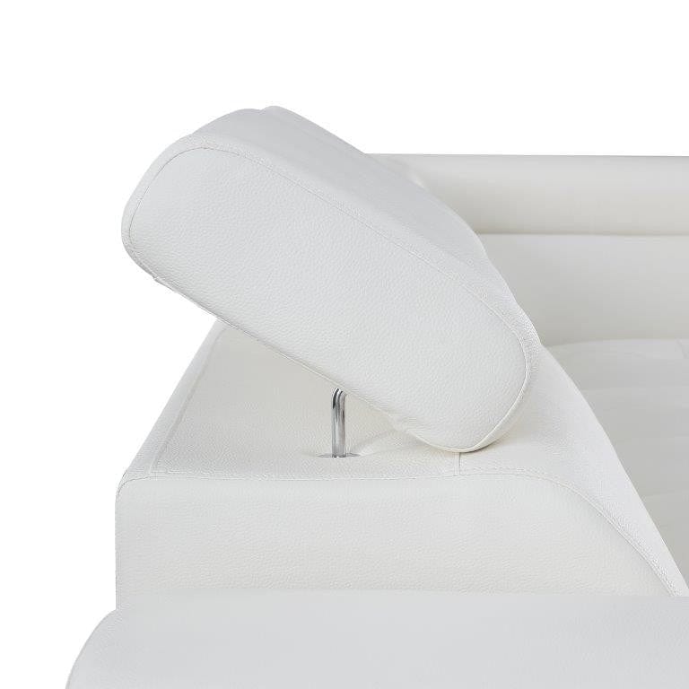 Global United Furniture Global United Furniture Sectional Sofa and Ottoman Set, White Right Arm Facing