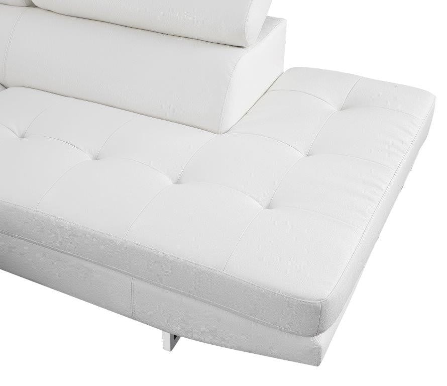 Global United Furniture Global United Furniture Sectional Sofa and Ottoman Set, White Right Arm Facing