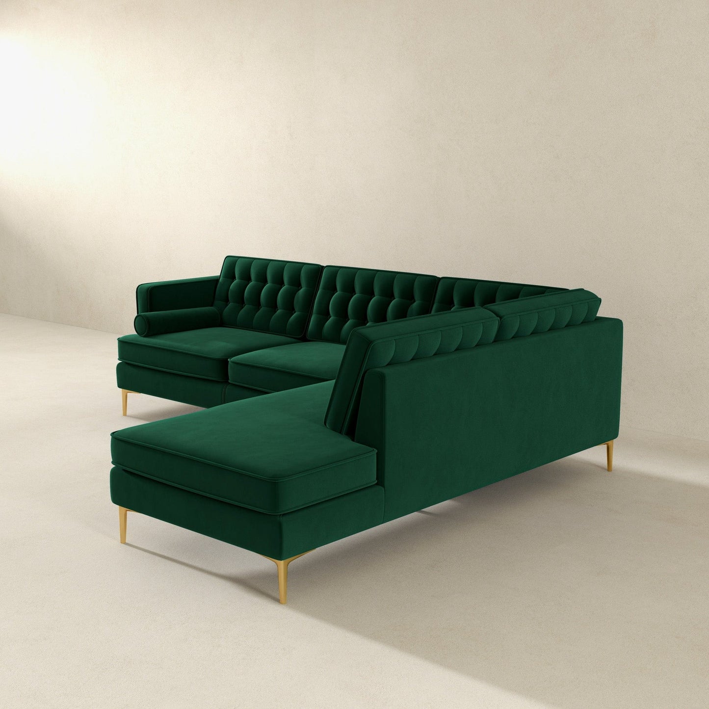 Ashcroft Brooke Green Sectional Sofa Right Facing