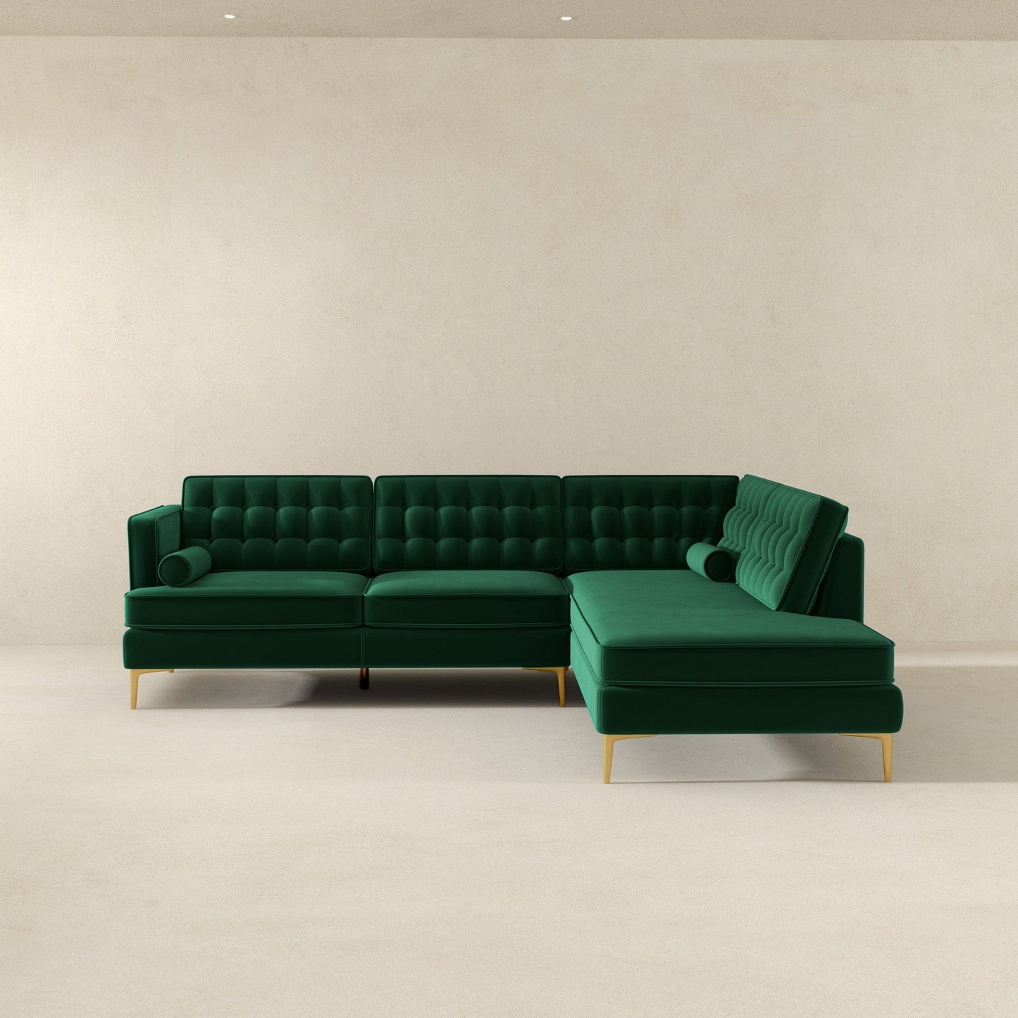 Ashcroft Brooke Green Sectional Sofa Right Facing