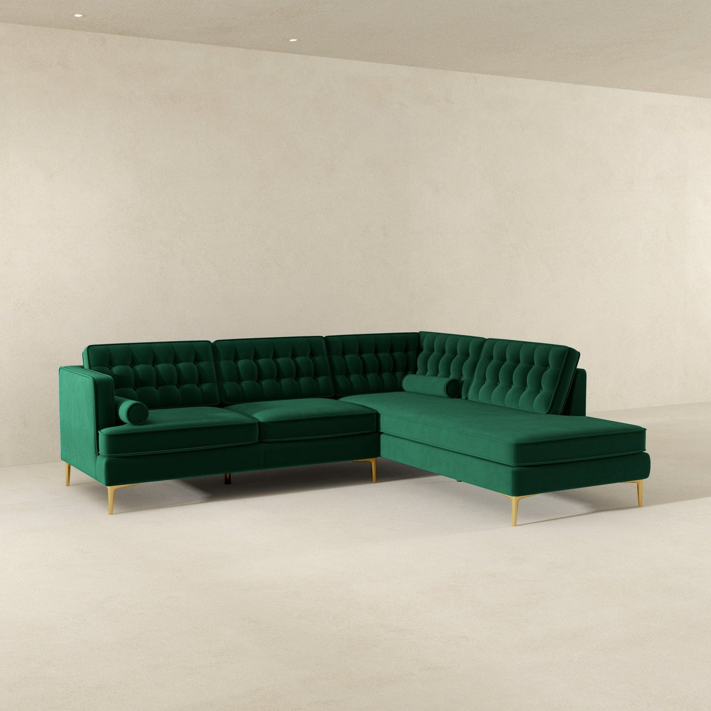 Ashcroft Brooke Green Sectional Sofa Right Facing