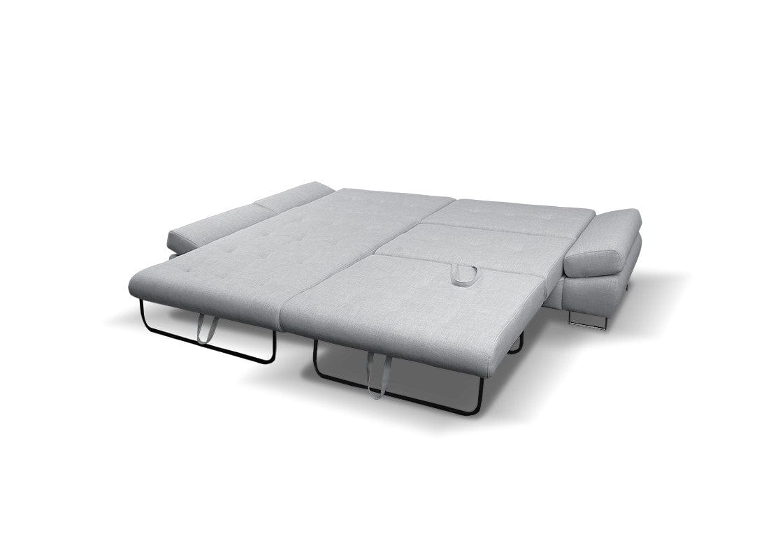 MAXIMA HOUSE Sectional Sleeper Sofa with Storage and Ottoman, Light Gray