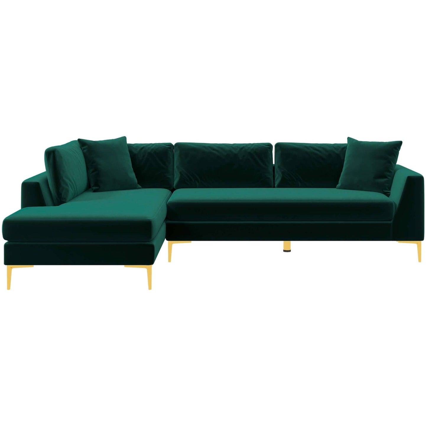 Ashcroft Mano L-Shaped Velvet Sectional Sofa In Green Left Facing