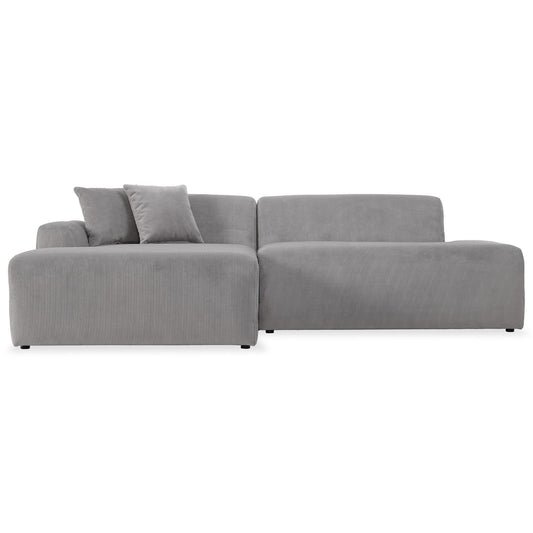Ashcroft Mar Sectional Grey Corduroy Sofa (Left Facing)