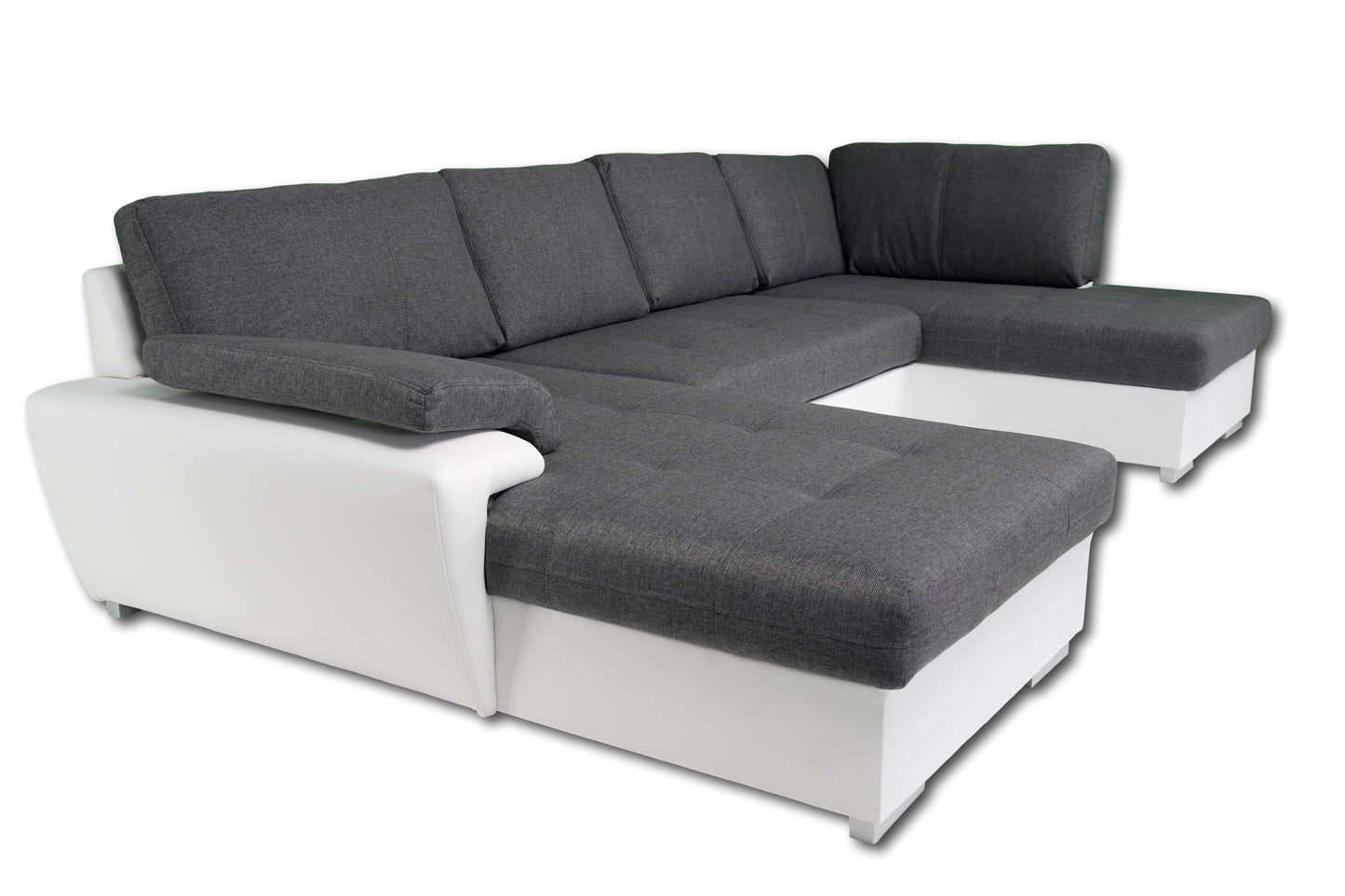 TOKIO U-Shape Maxi Sectional Sleeper Sofa with Storage, Two-Toned Gray and White
