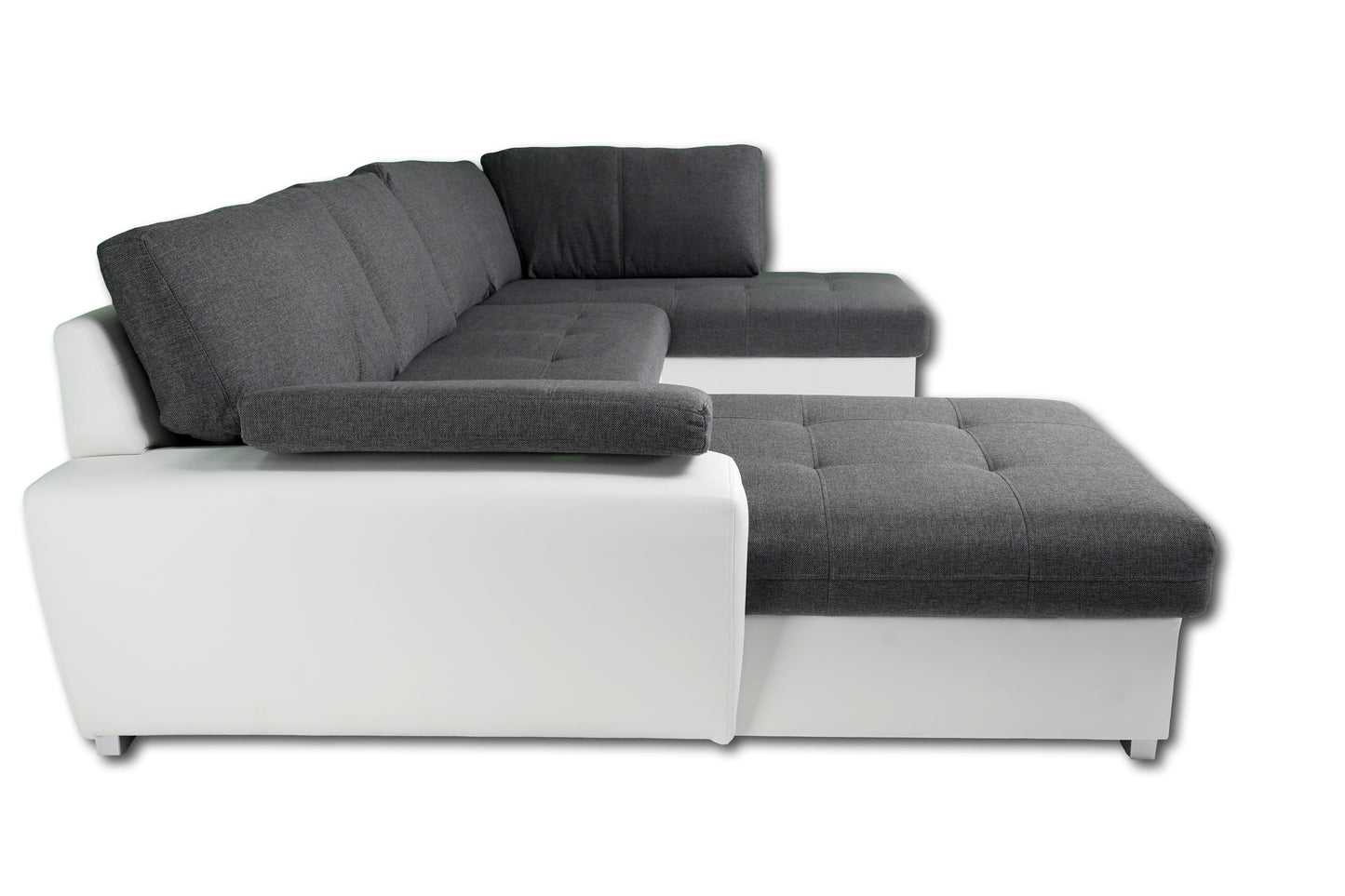 TOKIO U-Shape Maxi Sectional Sleeper Sofa with Storage, Two-Toned Gray and White