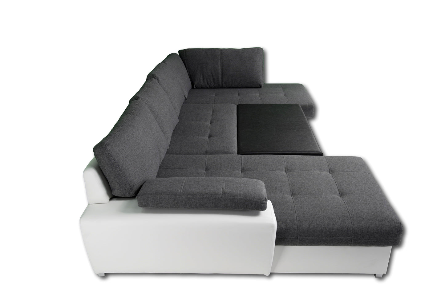 TOKIO U-Shape Maxi Sectional Sleeper Sofa with Storage, Two-Toned Gray and White
