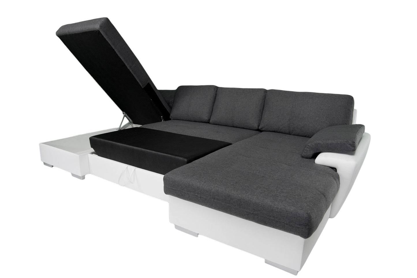 TOKIO Maxi Sectional Sofa with FULL XL Sleeper and Bedding Storage, Gray
