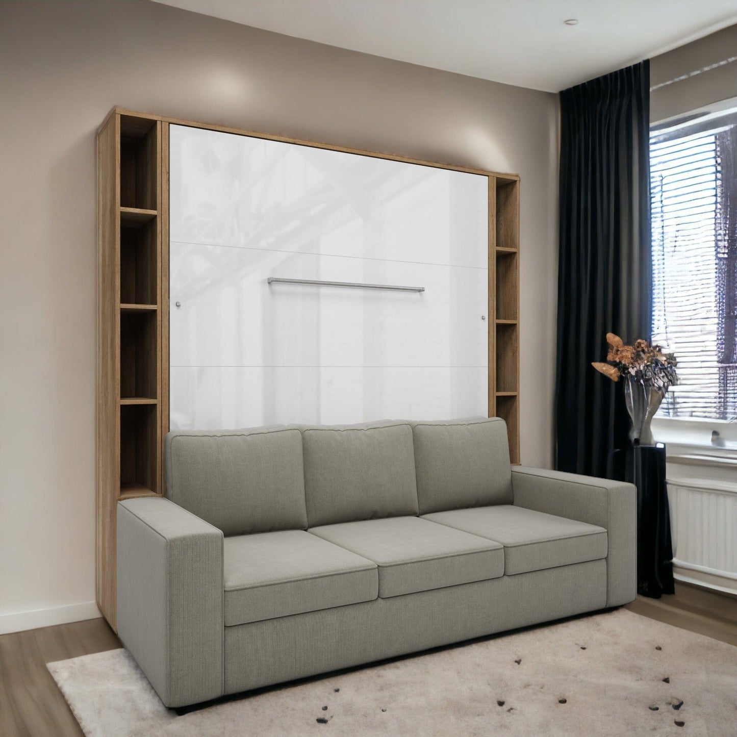 Maxima House Invento Vertical European Queen Size Sofa Murphy Bed Invento Cabinets