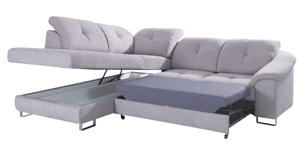 NOBILIA Light Gray Sectional Sleeper Sofa with Storage, Left Corner