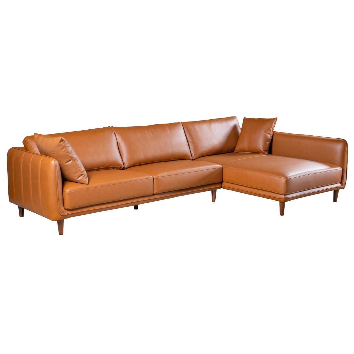 Ashcroft Cairo Sectional Right Sofa - Cognac Vegan Leather