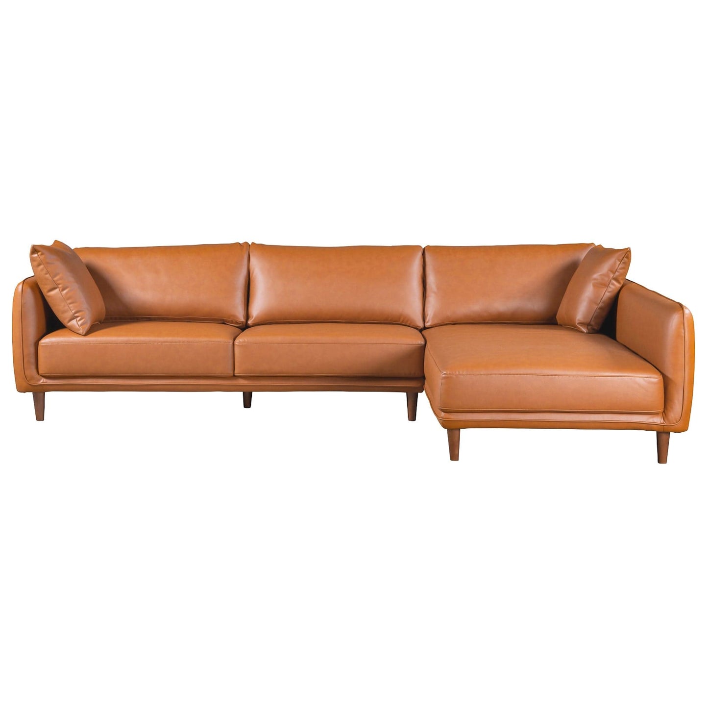 Ashcroft Cairo Sectional Right Sofa - Cognac Vegan Leather