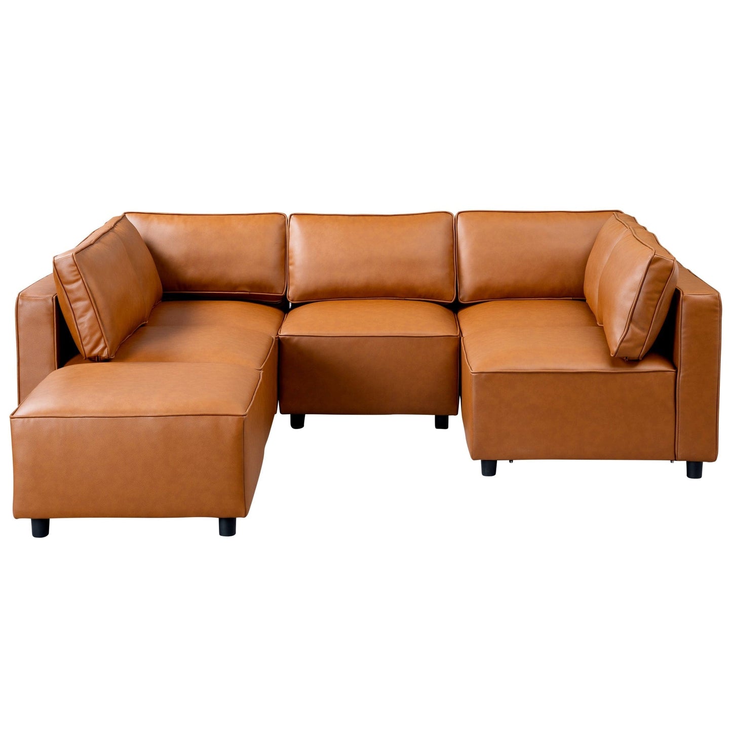 Ashcroft Reno Cognac Vegan Leather Modular Sofa