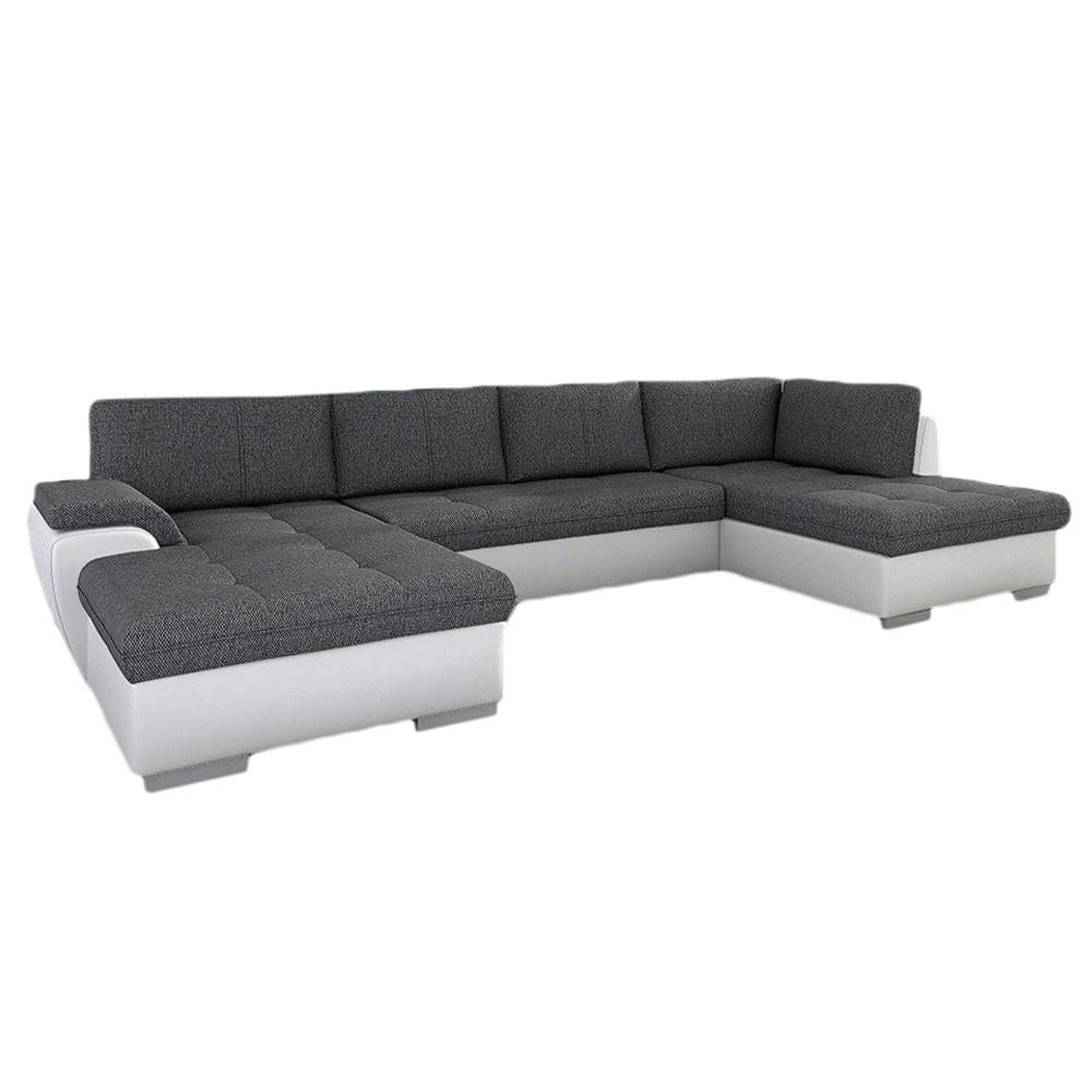 TOKIO U-Shape Maxi Sectional Sleeper Sofa with Storage, Two-Toned Gray and White
