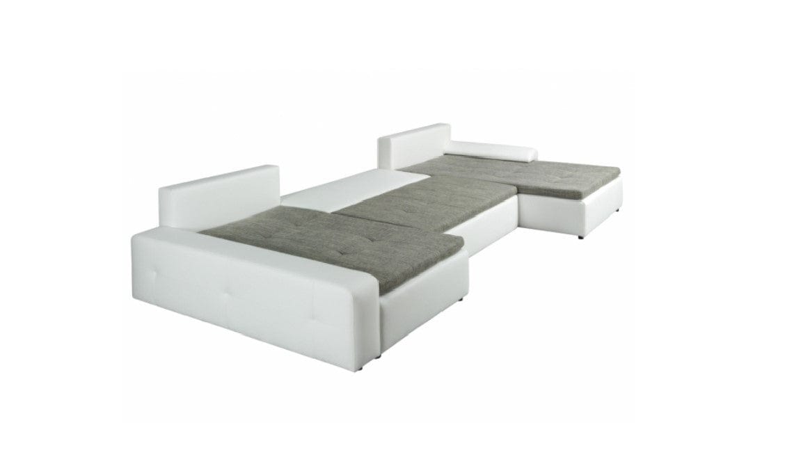 LONDON MAXI Universal Sectional Sleeper Sofa with Storage, Two-Toned Gray and White