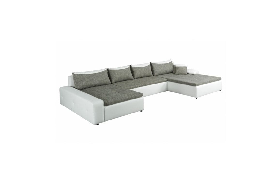 LONDON MAXI Universal Sectional Sleeper Sofa with Storage, Two-Toned Gray and White
