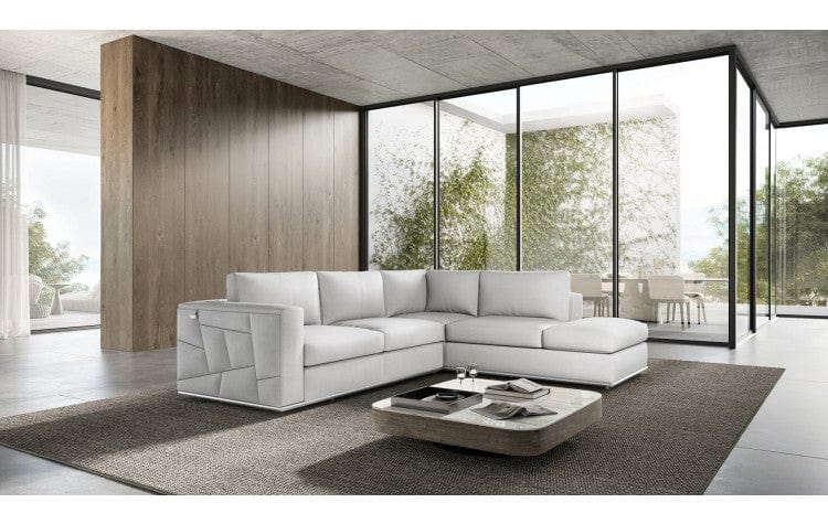 Global United Furniture DivanItalia White Right Arm Facing Sectional Sofa – Top Grain Italian Leather