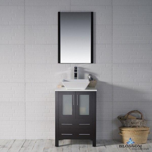 Blossom  Sydney 24 Inch Vanity Set with Vessel Sink and Mirror in Espresso