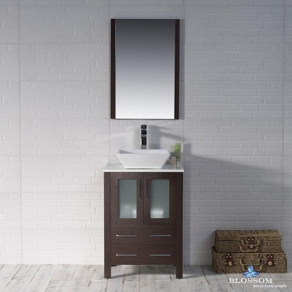 Blossom Sydney 24 Inch Vanity Set with Vessel Sink and Mirror in Wenge