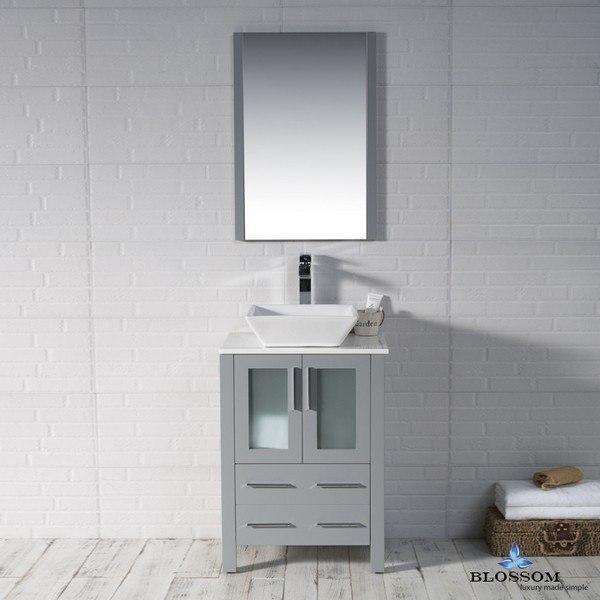 Blossom  Sydney 24 Inch Vanity Set with Vessel Sink and Mirror in Metal Grey
