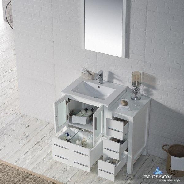 Blossom  Sydney 36 Inch Vanity Set with Side Cabinet in Glossy White