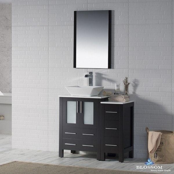 Blossom  Sydney 36 Inch Vanity Set with Vessel Sink and Side Cabinet in Espresso