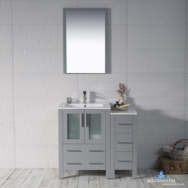 Blossom  Sydney 36 Inch Vanity Set with Side Cabinet in Metal Grey