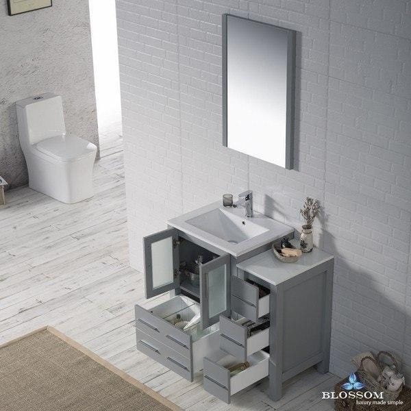 Blossom  Sydney 36 Inch Vanity Set with Side Cabinet in Metal Grey