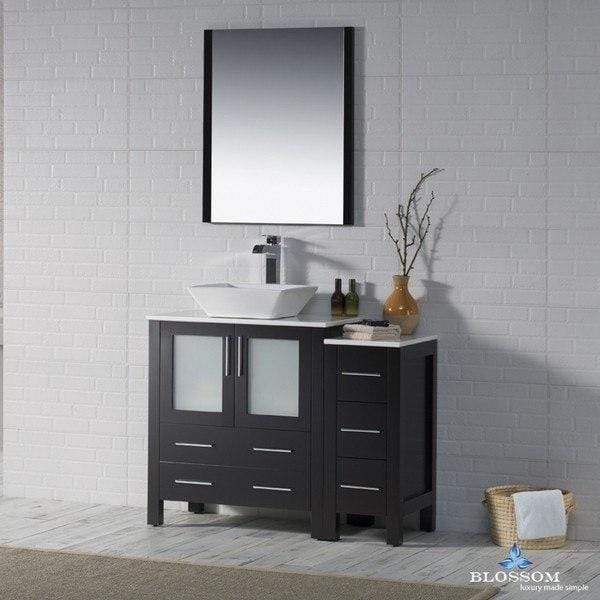 Blossom  Sydney 42 Inch Vanity Set with Vessel Sink and Side Cabinet in Espresso