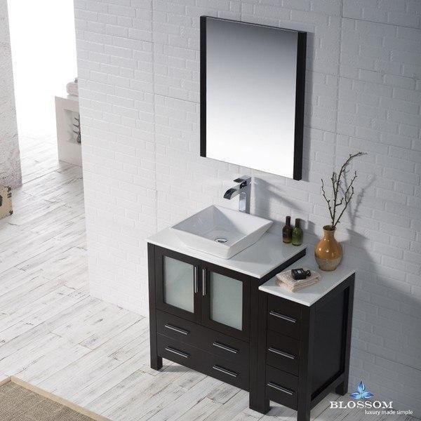 Blossom  Sydney 42 Inch Vanity Set with Vessel Sink and Side Cabinet in Espresso