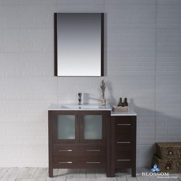 Blossom  Sydney 42 Inch Vanity Set with Side Cabinet in Wenge