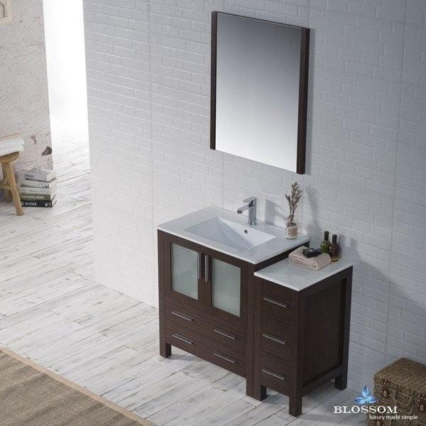 Blossom  Sydney 42 Inch Vanity Set with Side Cabinet in Wenge