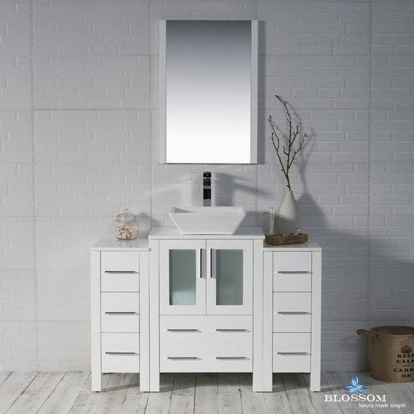 Blossom  Sydney 48 Inch Vanity Set with Vessel Sink and Double Side Cabinets in Glossy White
