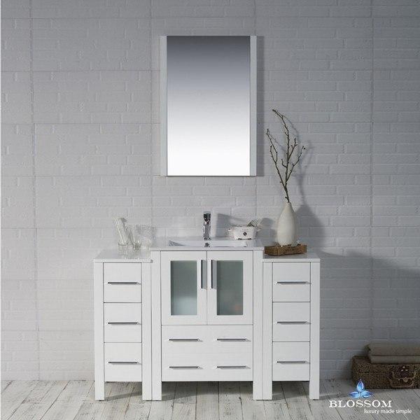 Blossom Sydney 48 Inch Vanity Set with Double Side Cabinets in Glossy White