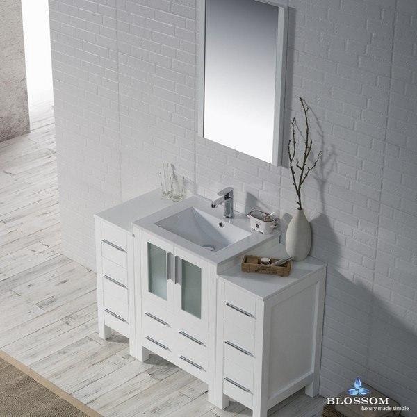 Blossom Sydney 48 Inch Vanity Set with Double Side Cabinets in Glossy White