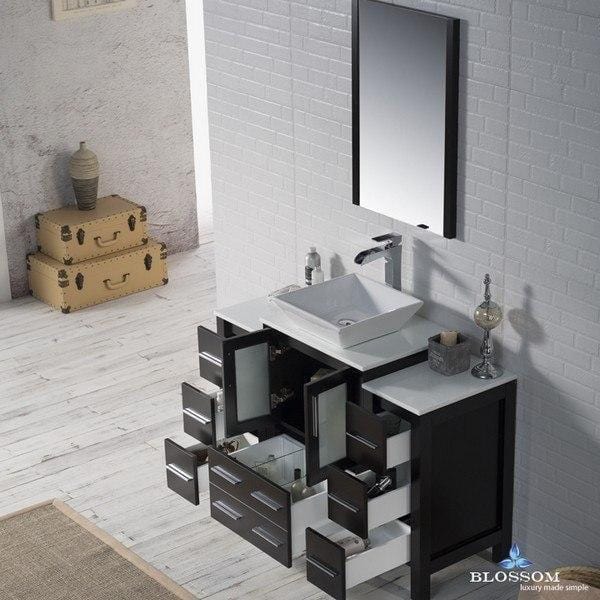 Blossom Sydney 48 Inch Vanity Set with Vessel Sink and Double Side Cabinets in Espresso