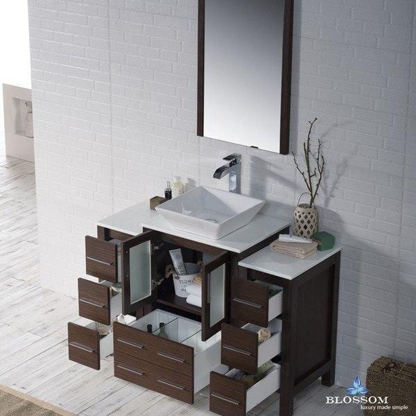 Blossom  Sydney 48 Inch Vanity Set with Vessel Sink and Double Side Cabinets in Wenge