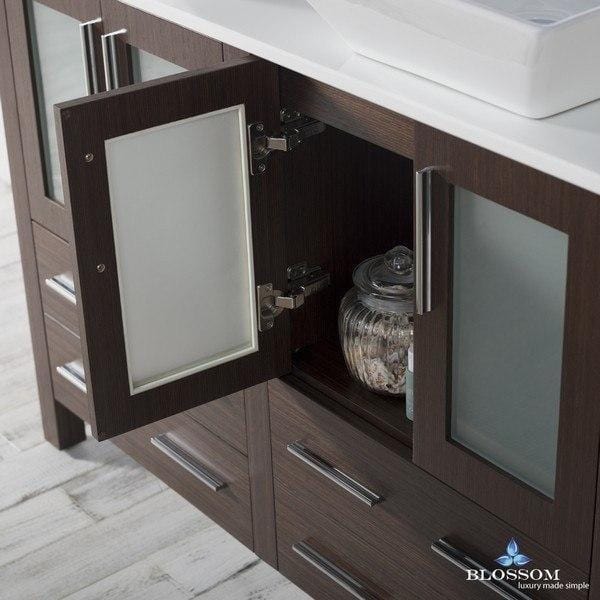 Blossom  Sydney 48 Inch Double Vanity Set with Vessel Sinks and Mirrors in Wenge